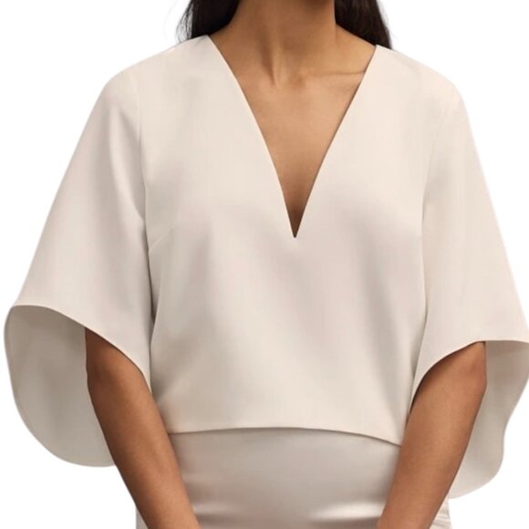 Anthropologie Mare Mare Veronica Cape Blouse 2XS XXS White V-Neck Quiet Luxury - Picture 1 of 14